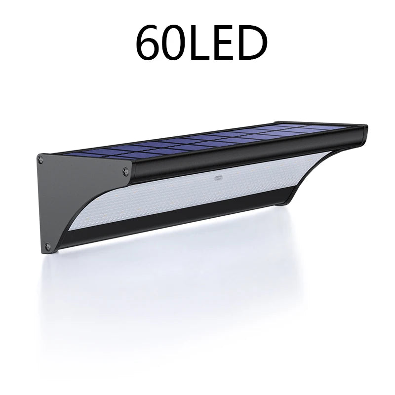 Solar Power Wall Lights Outdoor Garden Lighting Sun Power Lamp with Radar Sensor Street Aluminum 6000mAh Waterproof Shed Light Zpaxo 60LED-Black Warm Lighting China Mainland