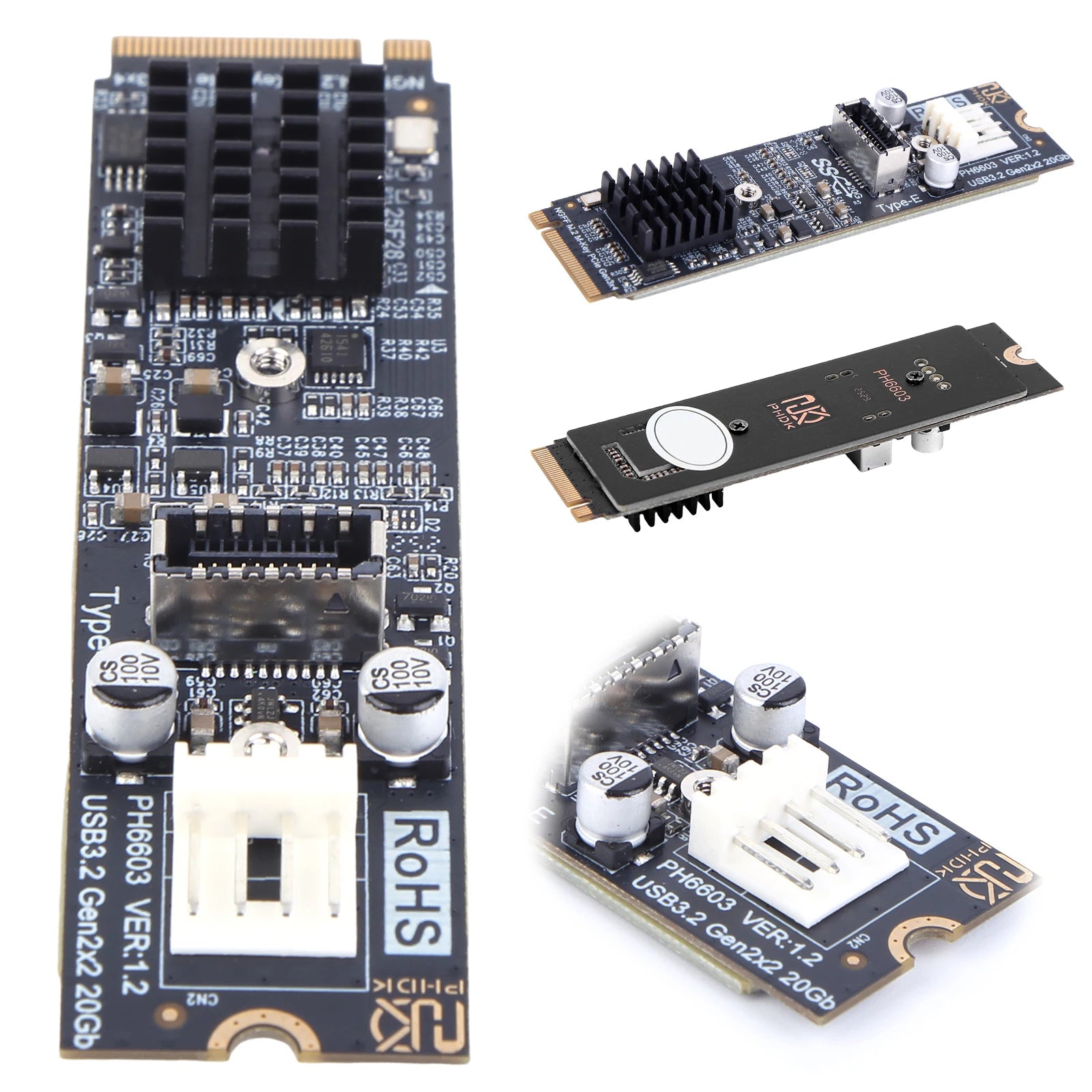 M 2 NVME MKEY USB3 Adapter 20Gbps Speed M2 Key PCIe Front Panel