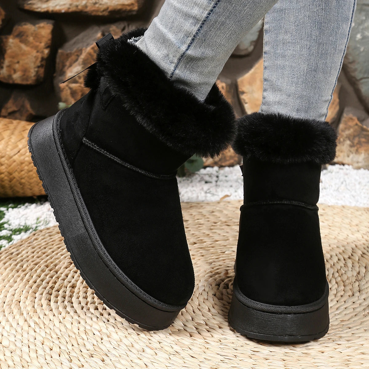 2025 New Women Snow Boots Winter Trend Outdoor Warm Boots Women Comfortable Retro Solid Women Shoes Fashion Plush Platform Shoes Zpaxo