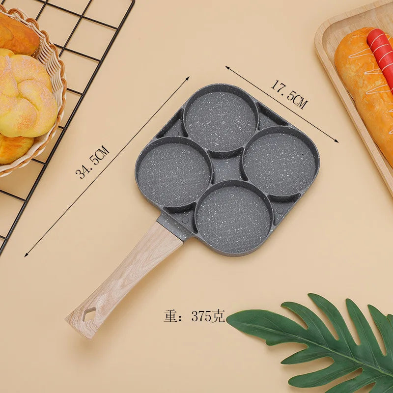 4 Hole Thickened Nonstick Egg Omelette Grilled Steak Cooking Pan Hamburger Bread Breakfast Maker Induction Cookware Omelet Pan Zpaxo