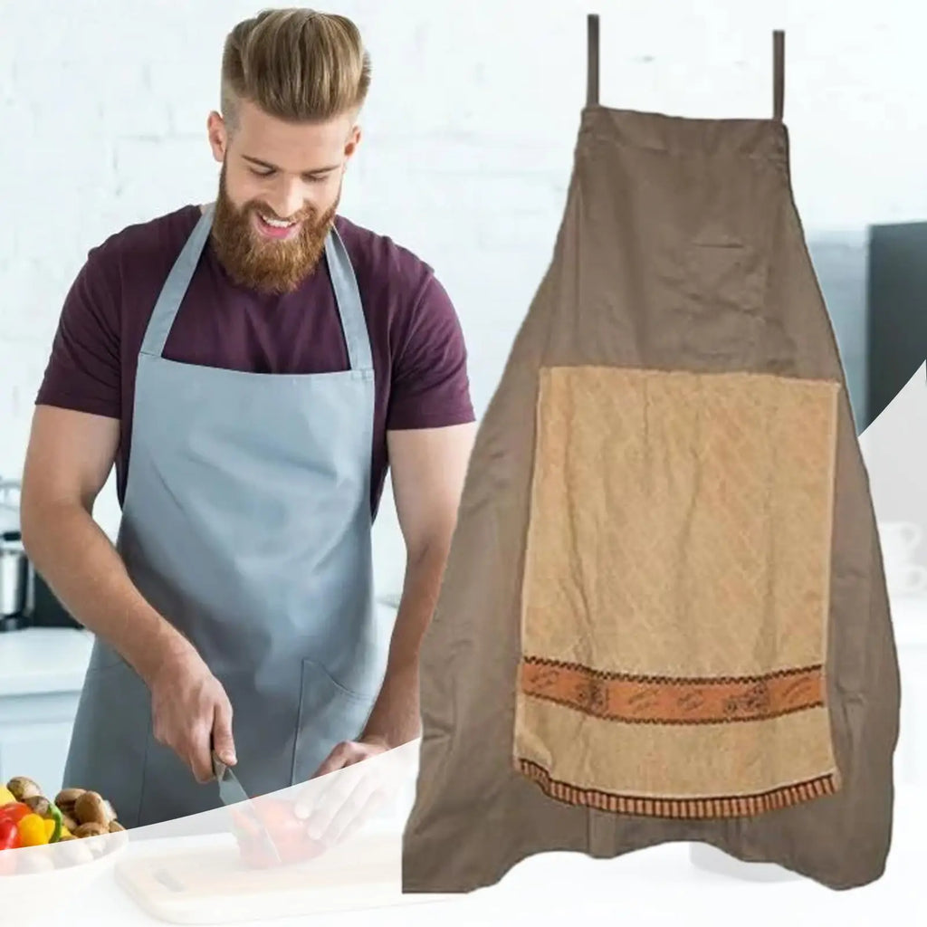 Prank Apron Funny Chef Apron Humorous Washable Novelty Costume with Openable Towel for BBQ Workshop Art Studio Pottery Making Zpaxo