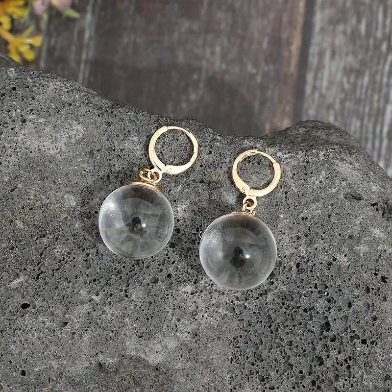 Spherical Glass Dangle Earrings – Women's Fashion Drop Earrings