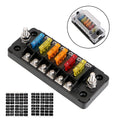 6 Ways 12 Blade Fuse Block Box Holder 32V 75A Auto Car Marine Trike