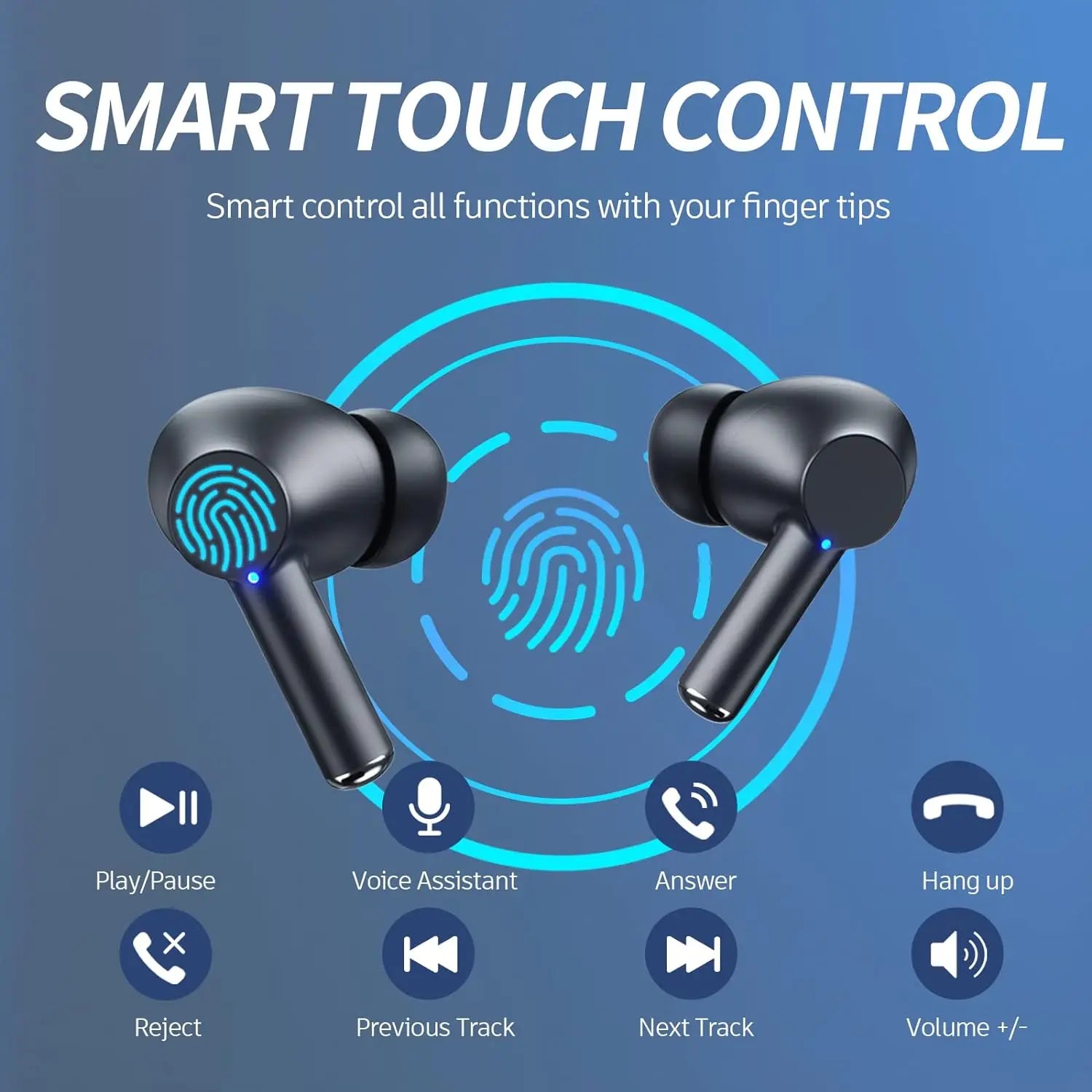 Wireless Earphone Bluetooth 5 3 Headphone 60H Playback LED Power