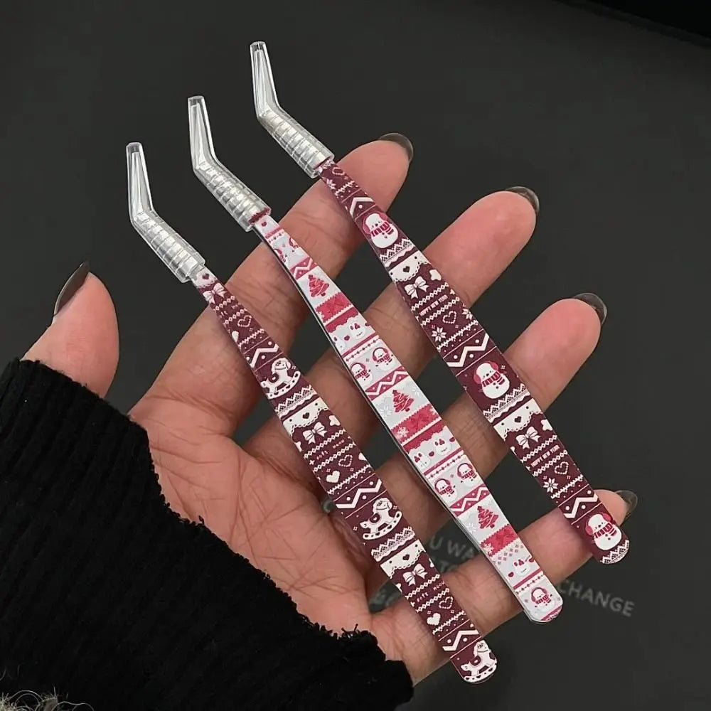 Metal Curved Stickers Tweezers Anti-static Cartoon Lashes Extension Zpaxo