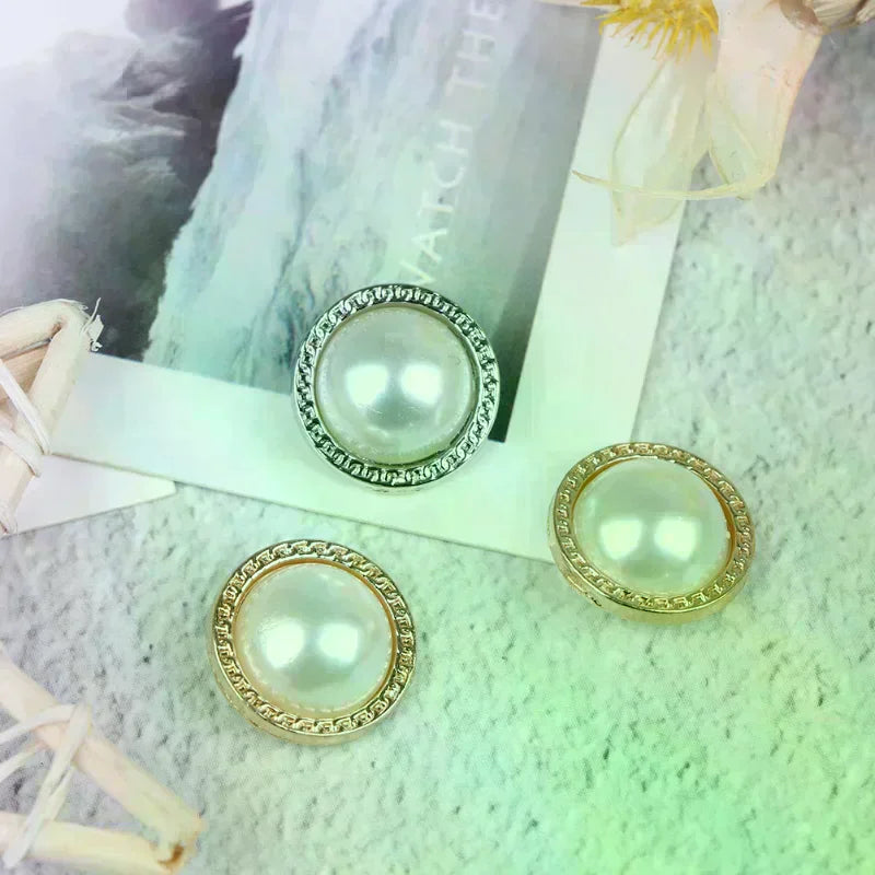 DIY Craft Decoration Pearl Metal Shank Buttons for Sewing Scrapbooking 10pcs Zpaxo