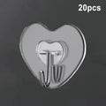 M20 40 60pcHeart Shape Transparent Hooks Non Punching Plastic Love