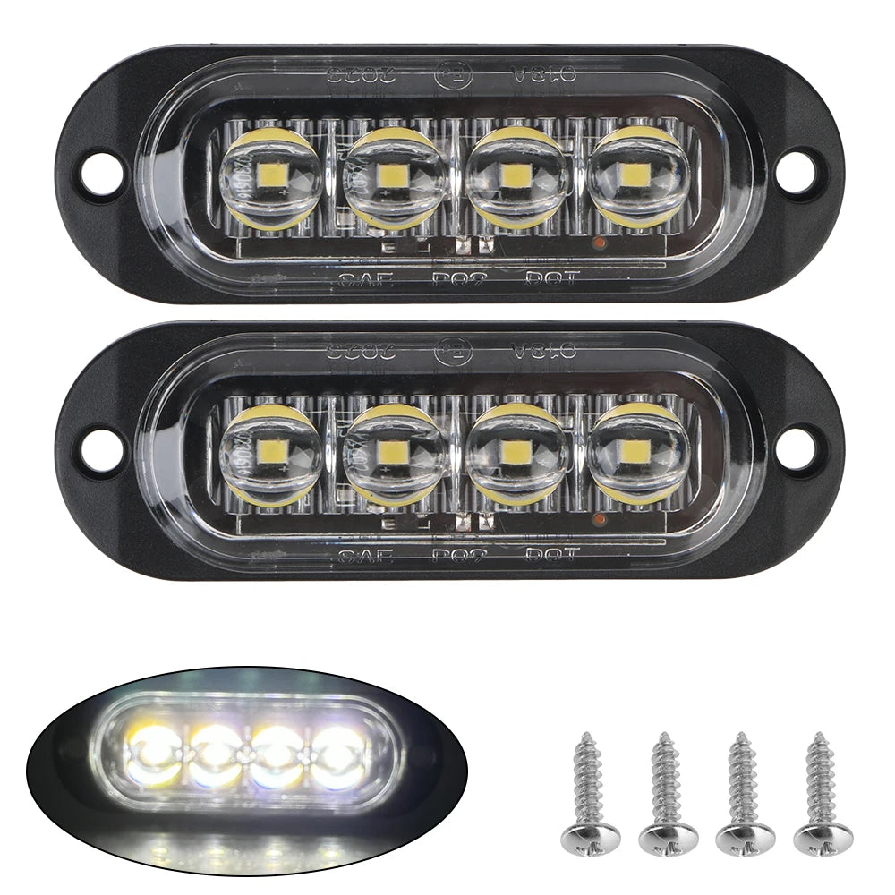 4LED LED Side Light Car Truck Trailer Beacon Lamp Warning Light DC 12V 24V Marker Light Waterproof Zpaxo White