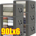 1/4/6/9pcs Durable Storage Bags with Handles - Foldable Closet Organizer for Clothing, Blankets, Comforters, Bed Sheets, Pillows Zpaxo 6PCS-90L