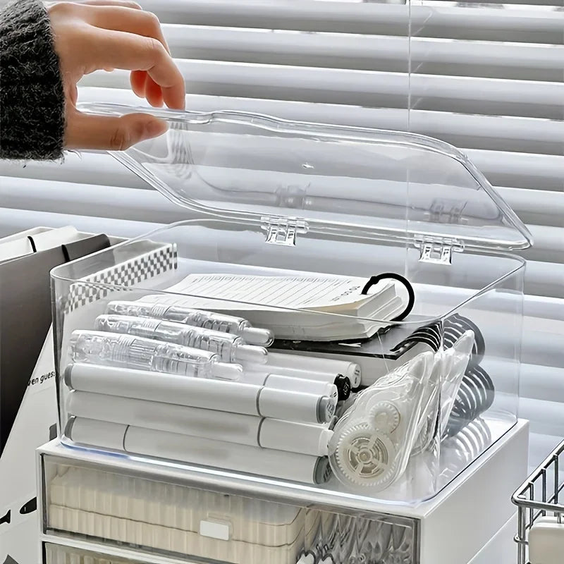 Acrylic Clear Storage Organizer Box Clamshell Design Home Office