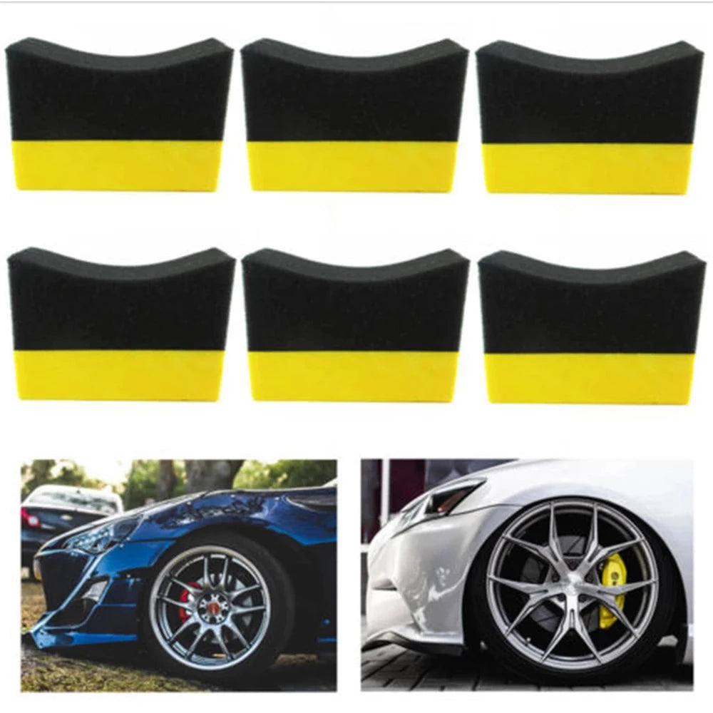 Car Cleaning Sponge 6Pcs Wipe Corner Edge Gloss Shine Polishing Sponge Cleaning Sponge Tyre Cleaning Sponge Tire Contour Pads Zpaxo