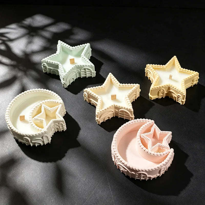 Silicone Star & Moon DIY Mold – Candle Holder & Gypsum Tray Silicone Craft Mold Zpaxo