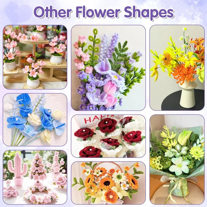 Chenille Stem Colorful Fluffy Soft Bendable Pipe Cleaner Crafts DIY Handmade Crafts Materials Kids Toys Wedding Party Decoration Zpaxo
