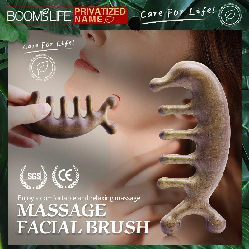 Sandalwood Nose and Face Facial Massager Comb Massage Hair Brush Women Spa Anti Cellulite Neck Skin Care Wooden Comb Beauty Tool Zpaxo
