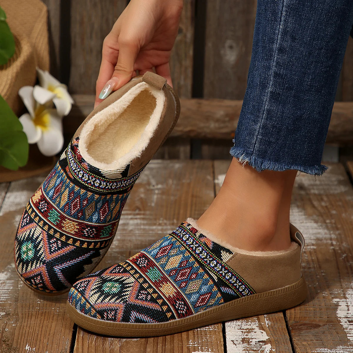 Women Snow Boots Thick Bottom Round Toe Cotton Boots Warm Casual Women Shoes Comfortable Booties Large Size Fluff Lined Shoes Zpaxo MULTI 42