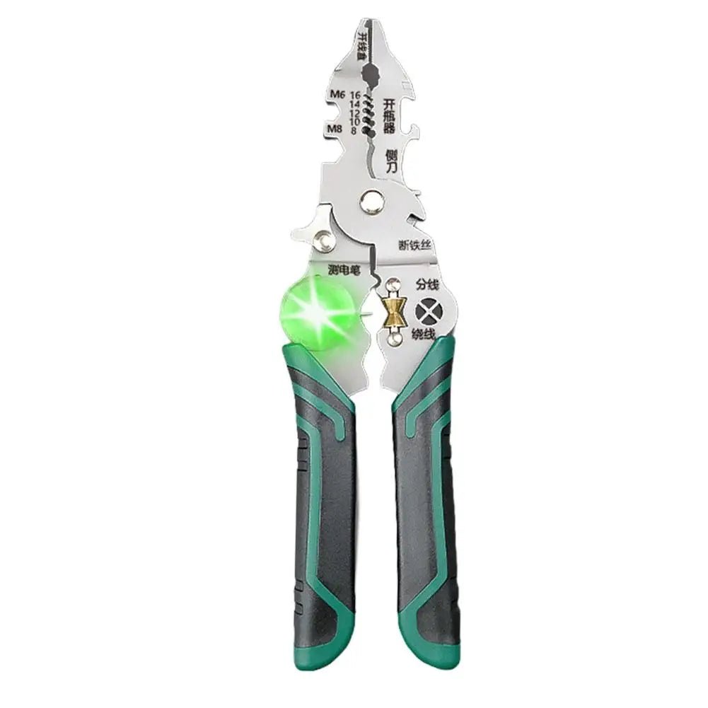 14-in-1 Electrician Pliers – Wire Stripper, Cutter & Tester Electrician Hand Tool Zpaxo Green