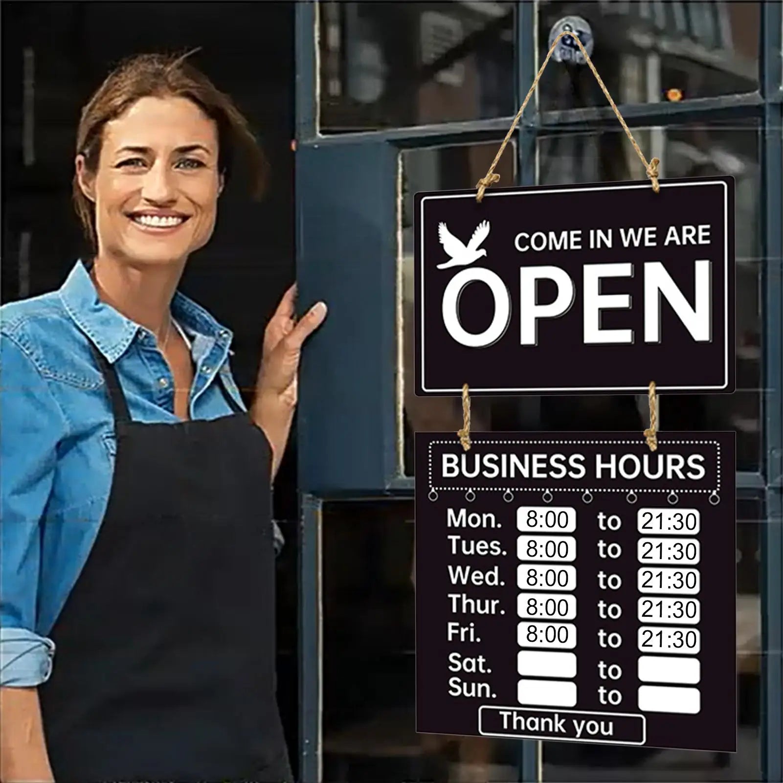 Double Sided Store Hours Sign Open Closed Decorative Welcome Boards