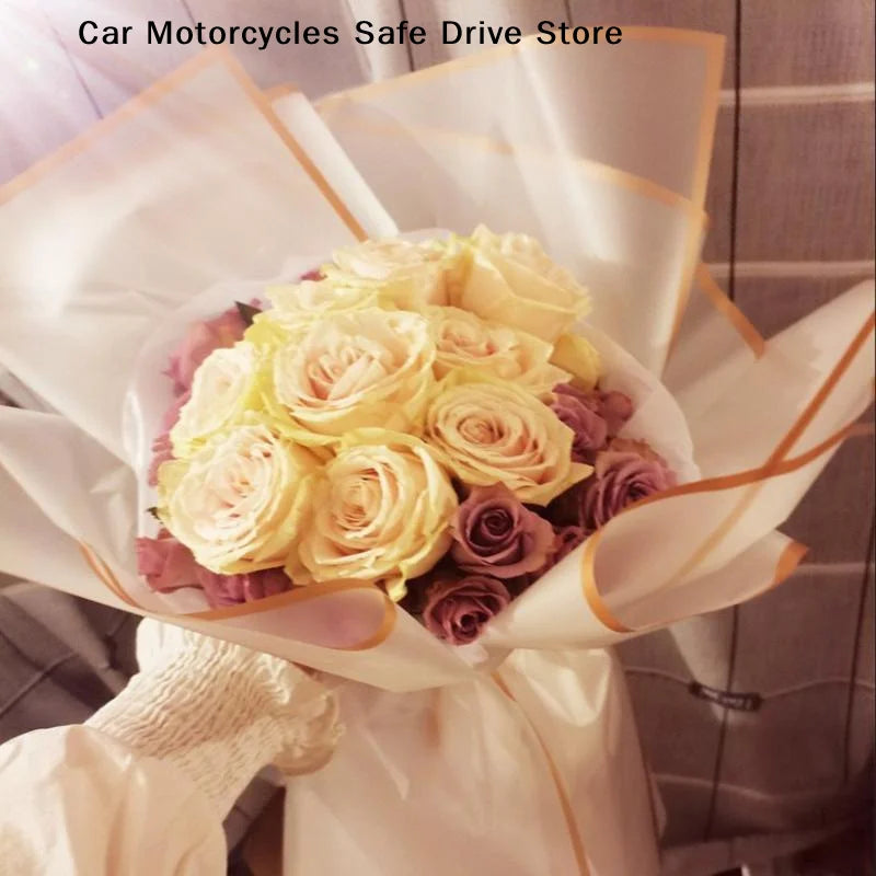 CM20 Sheets Gilt Edge Wrapping Paper Flowers Material Korean Birthday