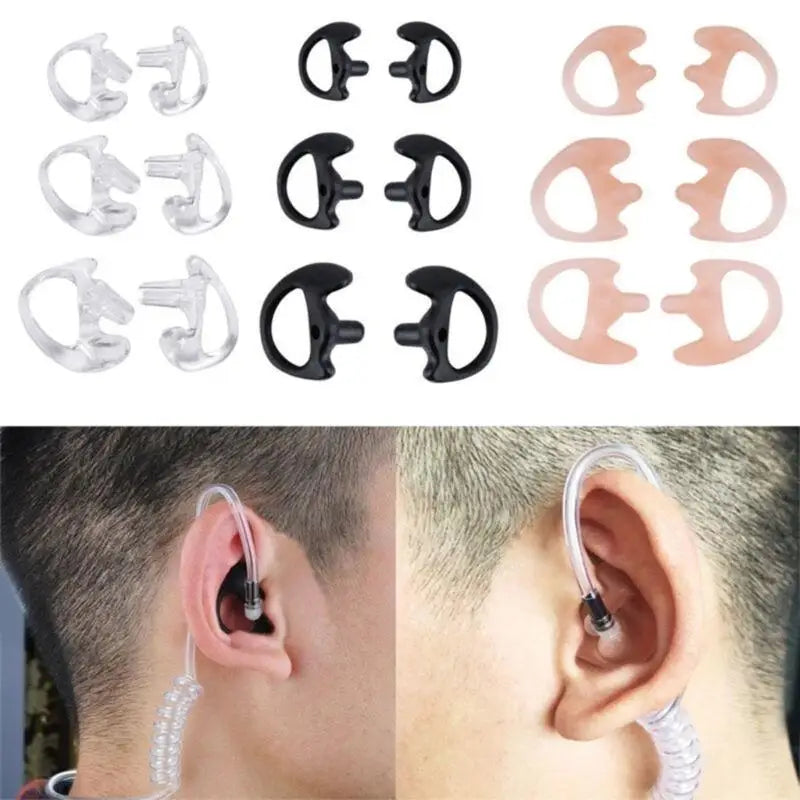 652F 3 Pairs Earmold Two Way Radio Acoustic Coil Tube Earpiece Open Zpaxo