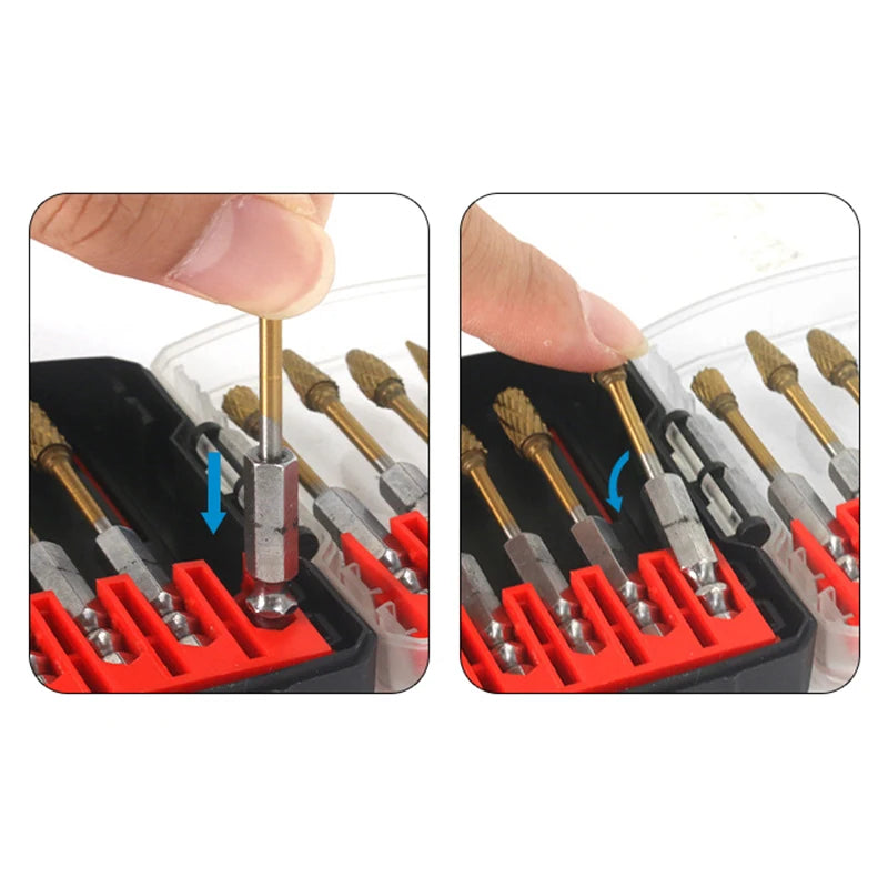 Drill Bit Storage Case Portable 6.35mm Hex Drill Bit Case 5 Sizes Water Resistant PVC Detachable Holder Hangable Storage Zpaxo