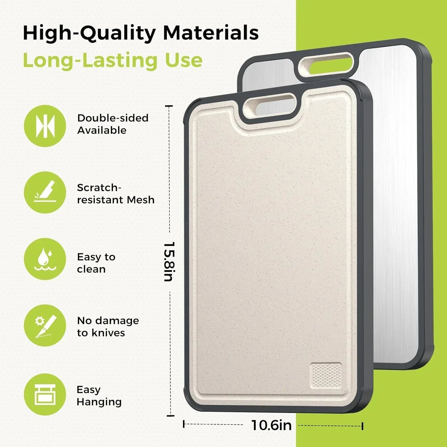 New Kitchen Cutting Board Double Sided Titanium Cutting Boards for Double Sided Food Grade Pure Titanium Wheat Straw PP Zpaxo