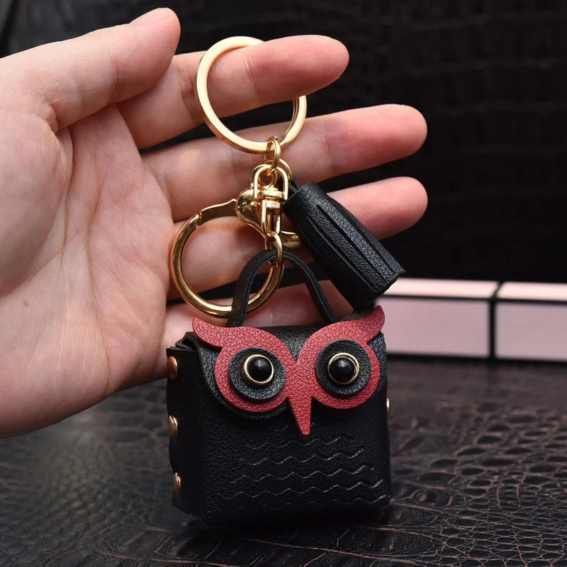 Owl Coin Purse Keychain – Mini PU Leather Bag Pendant Wallet
