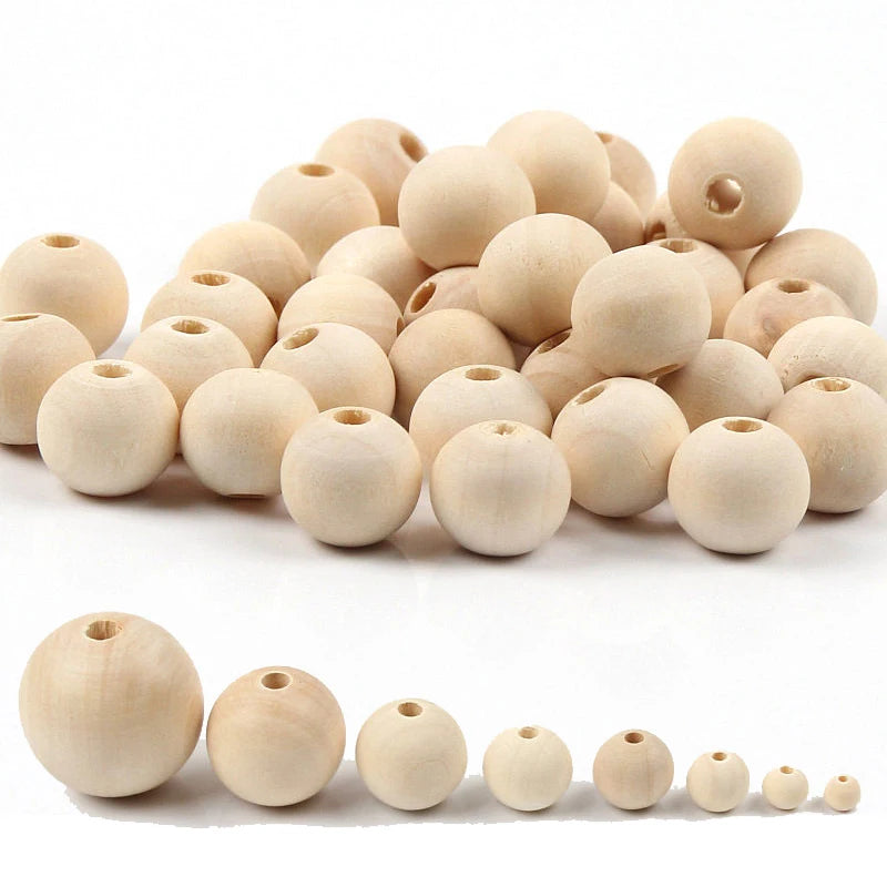 Round Wooden Beads 20/30/40mm – Lead-Free DIY Jewelry Craft Beads