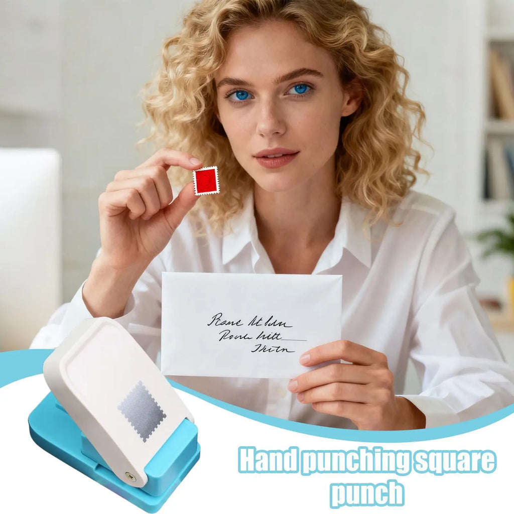 Rectangle Postage Stamp Punch Lever Action Craft Punch for Paper Crafting Scrapbooking Various Materials Punching Tool Zpaxo