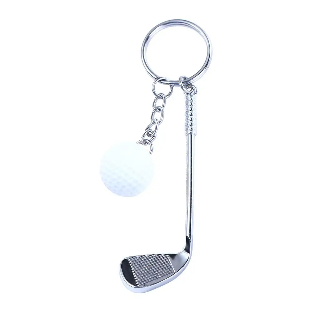 Women Girl Creative Car Key Chain Jewelry For Gift Bag Charms Golf Ball Key Chain Metal Keychain Ball Pendant Mini Golf Racket Zpaxo White