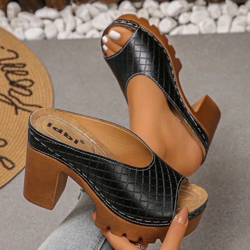 Women's Heel Sandals Elegant Women Fish Mouth Shoes Open Toe Buckle Zpaxo black 35