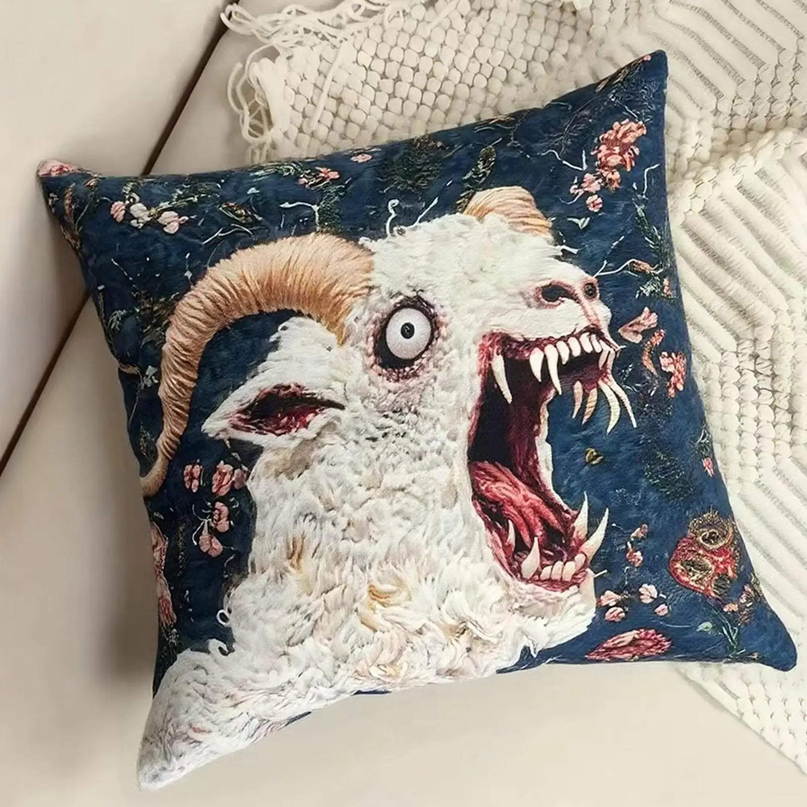 Pillow Covers 45x45cm Funny Screaming Sheep Head Cushion Cover Living