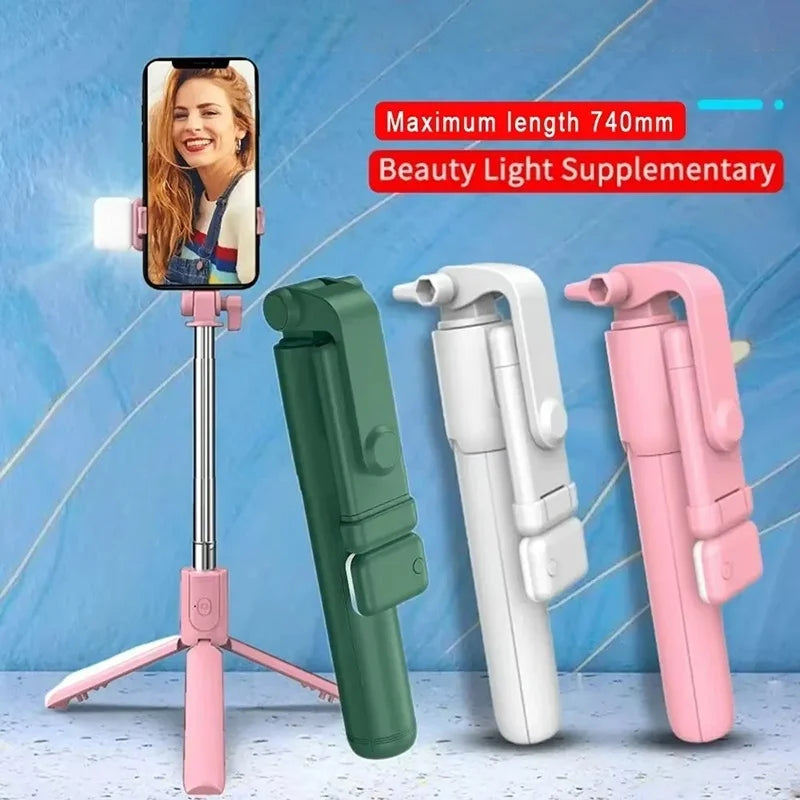 Selfie Stick Foldable Portable Tripod With LED Fill Light Bluetooth Shutter Remote Control For Mobile Phone Vlog Shooting Record Zpaxo