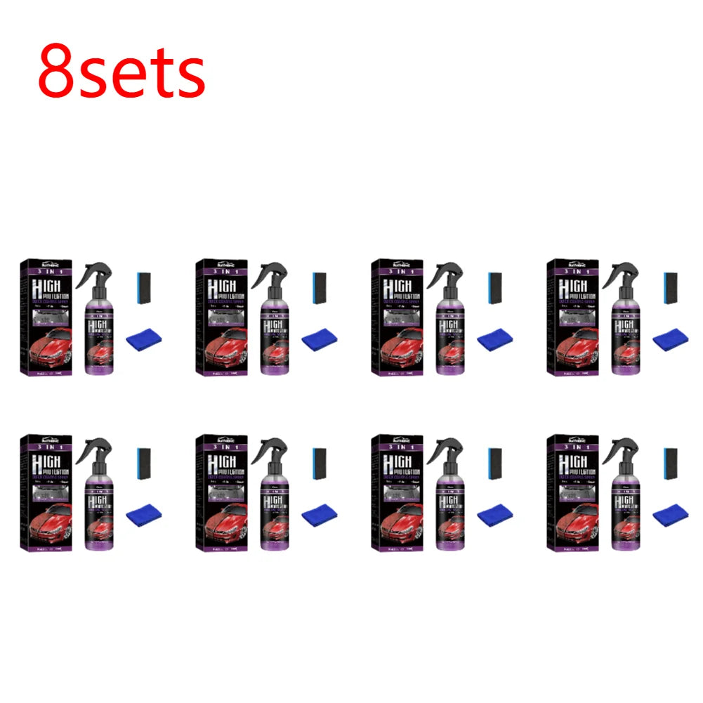 3 In 1 Auto Nano Ceramic Coating 100ml Car Paint Scratch Repair Remover Car Nano Spray Glass Hydrophobic Coating Car Paint Care Zpaxo 8sets