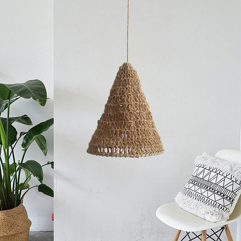 Handmade Weave Jute Rope Lampshade Bohemian Hanging Lamp Shade Home Zpaxo