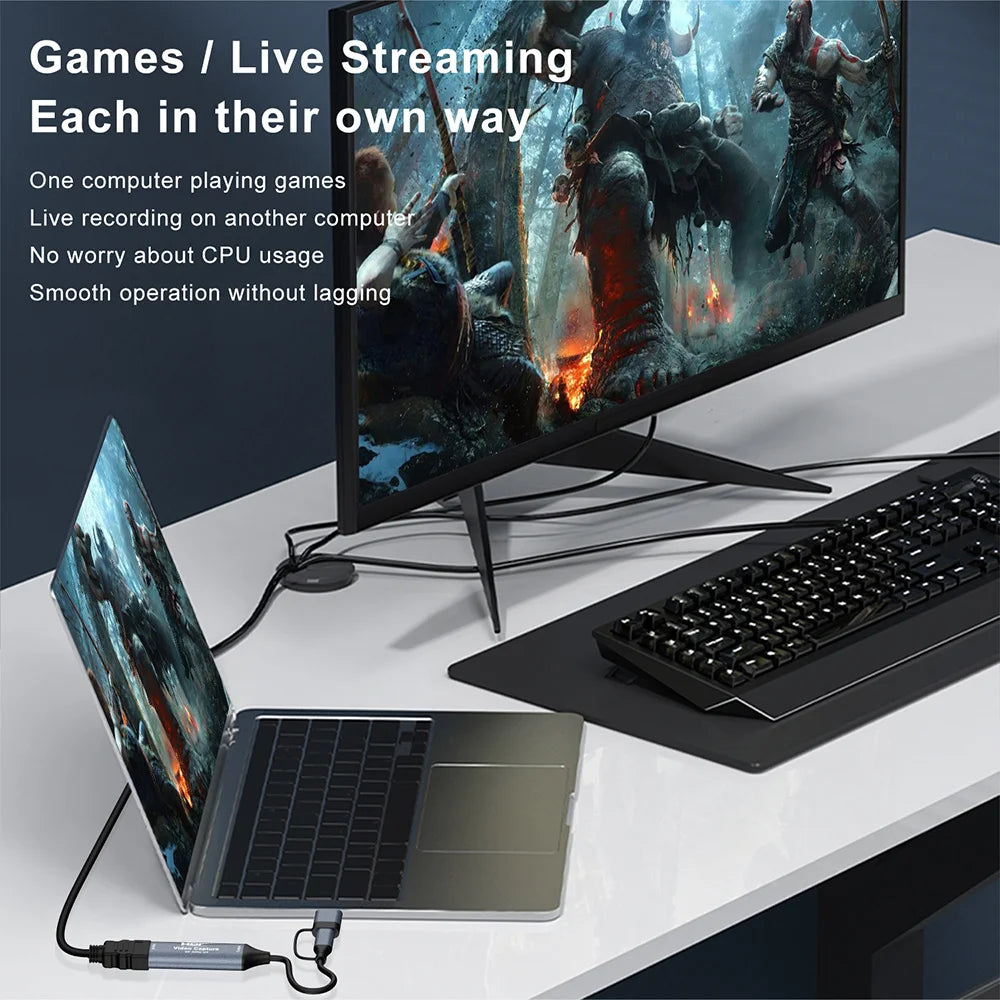 2-in-1 4K HDMI Video Capture Card USB & USB-C – Switch/PS5/Xbox Video Capture Card Zpaxo
