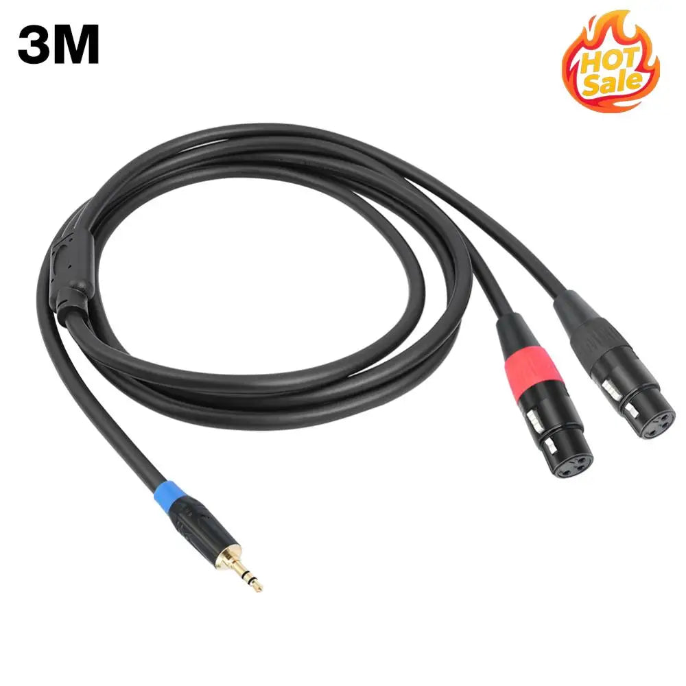 3.5mm 1/8inch Jack To 2 XLR 3Pin Cable Adapter 3.5mm To Dual XLR Breakout Y Splitter Cable 3.5mm To Dual XLR Stereo Cable Zpaxo