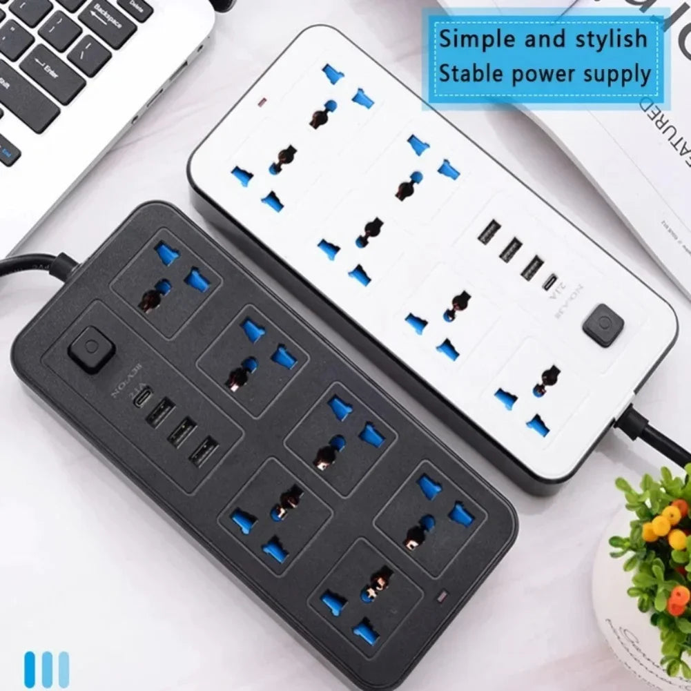 Universal Power Strip TypeC USB Port Outlet Power Strip 2M Extension Cord AC Power Socket Charge Electrical Socket EU US UK Plug Zpaxo