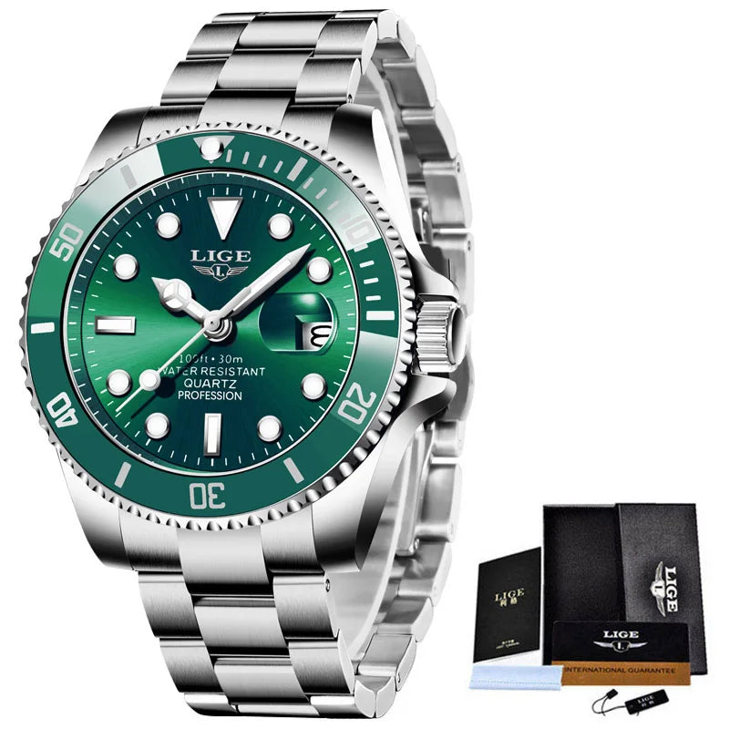 LIGE Top Brand Luxury Fashion Diver Watch Men 30ATM Waterproof Date Clock Sport Watches Mens Quartz Wristwatch Relogio Masculino Zpaxo