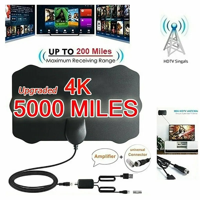 2025 New 5000 Mile Range TV Signal Digital Antenna Cable HD 1080P 4K Antenna Digital Indoor HDTV With Amplifier Signal Booster Zpaxo