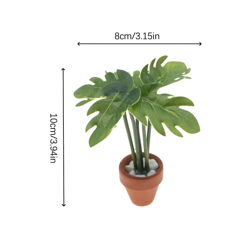 ▶1Pcs 1:12 Dollhouse Simulation Green Plant Potted Model Doll Home Living Room Decoration Micro Landscape Garden Scene Ornament Zpaxo Style1