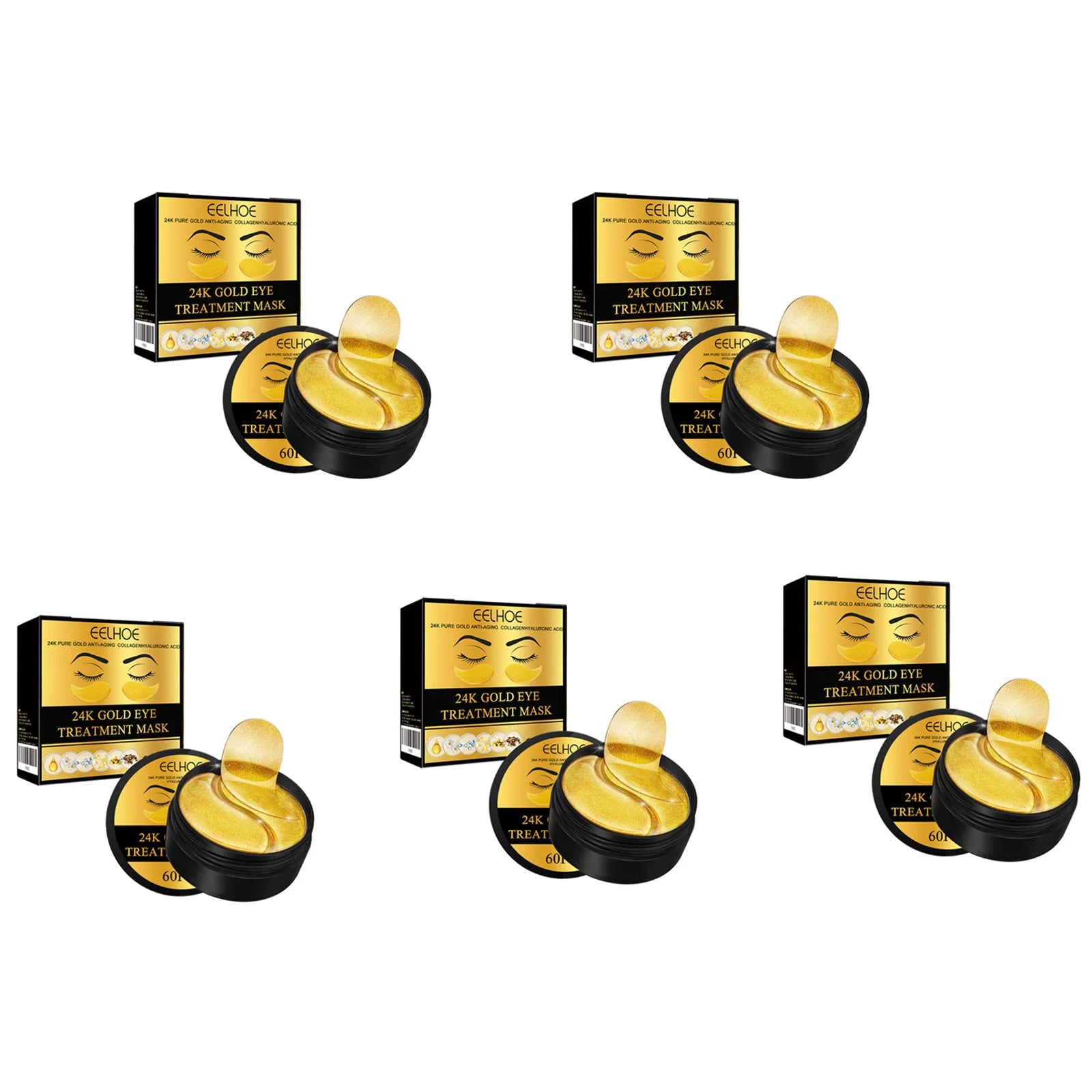 24K Gold Under Eye Mask – Dark Circles & Anti-Aging (60 Pcs) Eye Treatment Mask Zpaxo 5 x 60Pcs Boxed