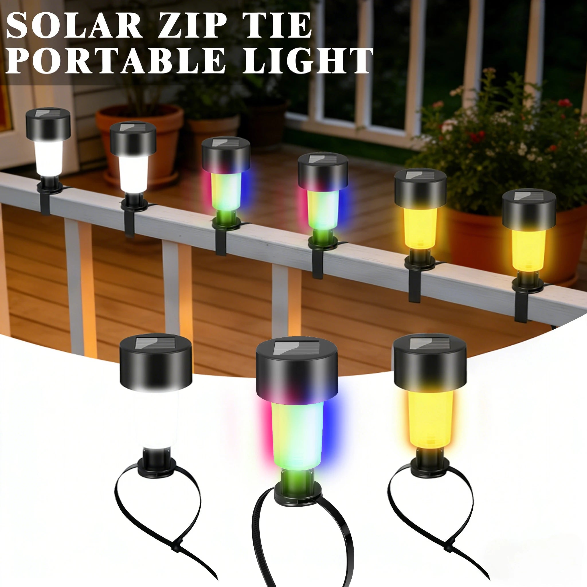 1- Solar Zip Tie Lights Outdoor Garden Decoration Waterproof Lanterns Zpaxo