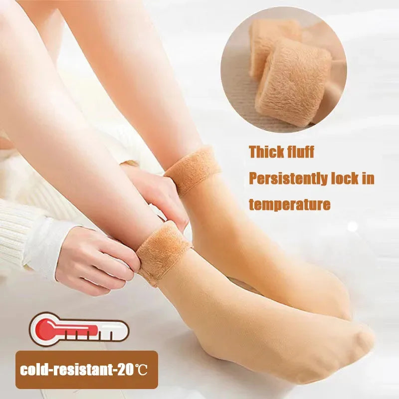 Women's Thermal Fleece-Lined Plush Socks – Thick Winter Mid-Tube