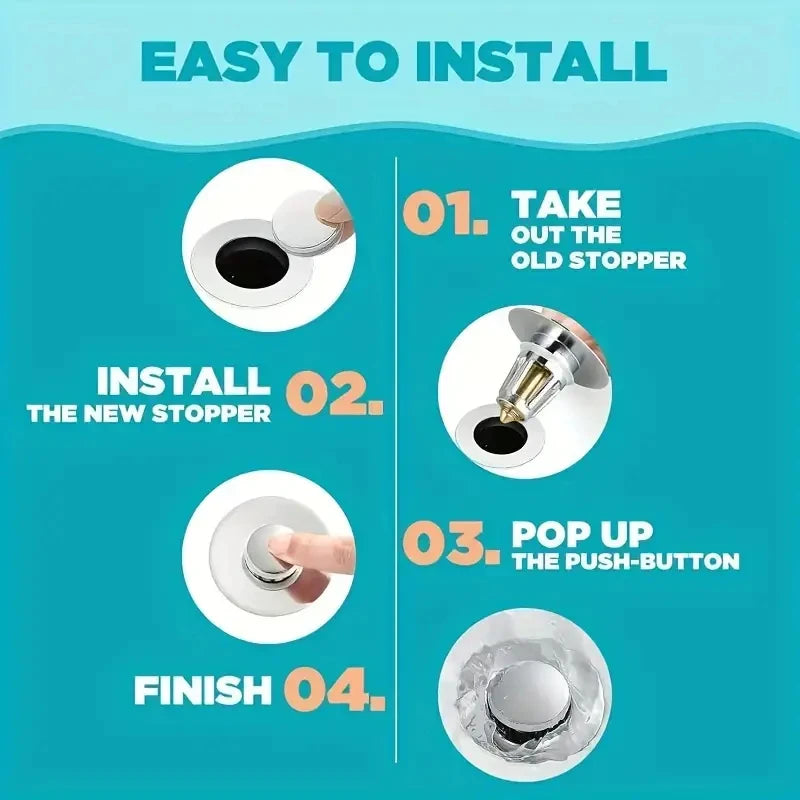 Durable Brass Core Push Sink Drain - Universal Fit, Anti-Backflow & Mosquito Protection Zpaxo
