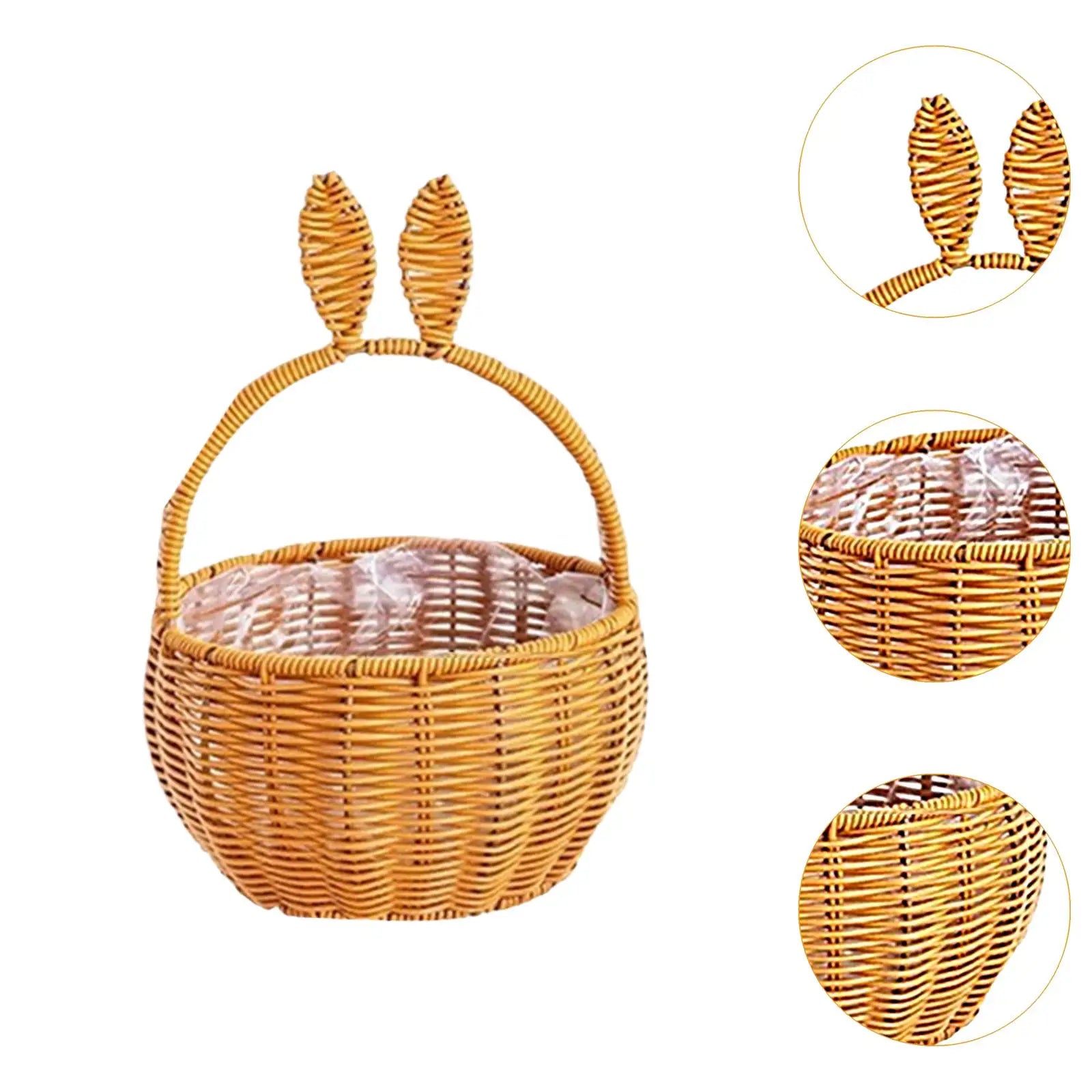 Adorable Bunny Ears Woven Basket for Easter Gifts for Picnic Wedding Party Candy Flower Basket Empty Snacks Basket Decor Zpaxo