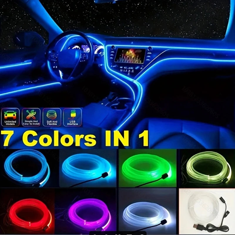 RGB Car Interior Fiber Optic LED Ambient Light Strip – USB