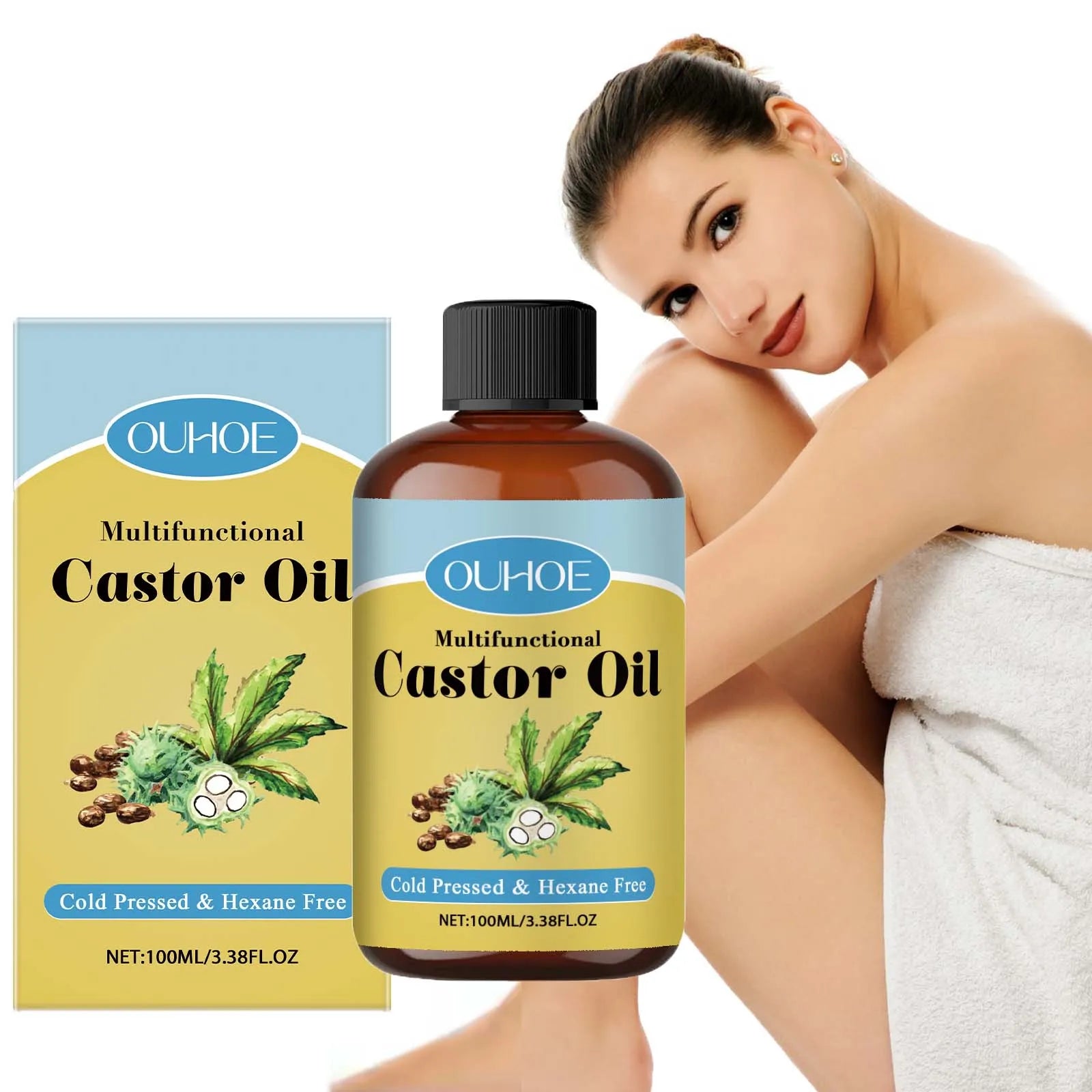 Organic Castor Oil for Hair, Eyebrows & Skin – 100ml Castor Essential Oil Zpaxo