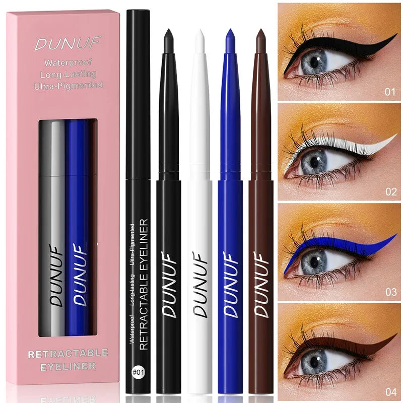 4 Pcs/set Retractable Eyeliner Durable Waterproof Eyeliner Pencil Non-smudging Soft Easy to Operate Sweat Zpaxo