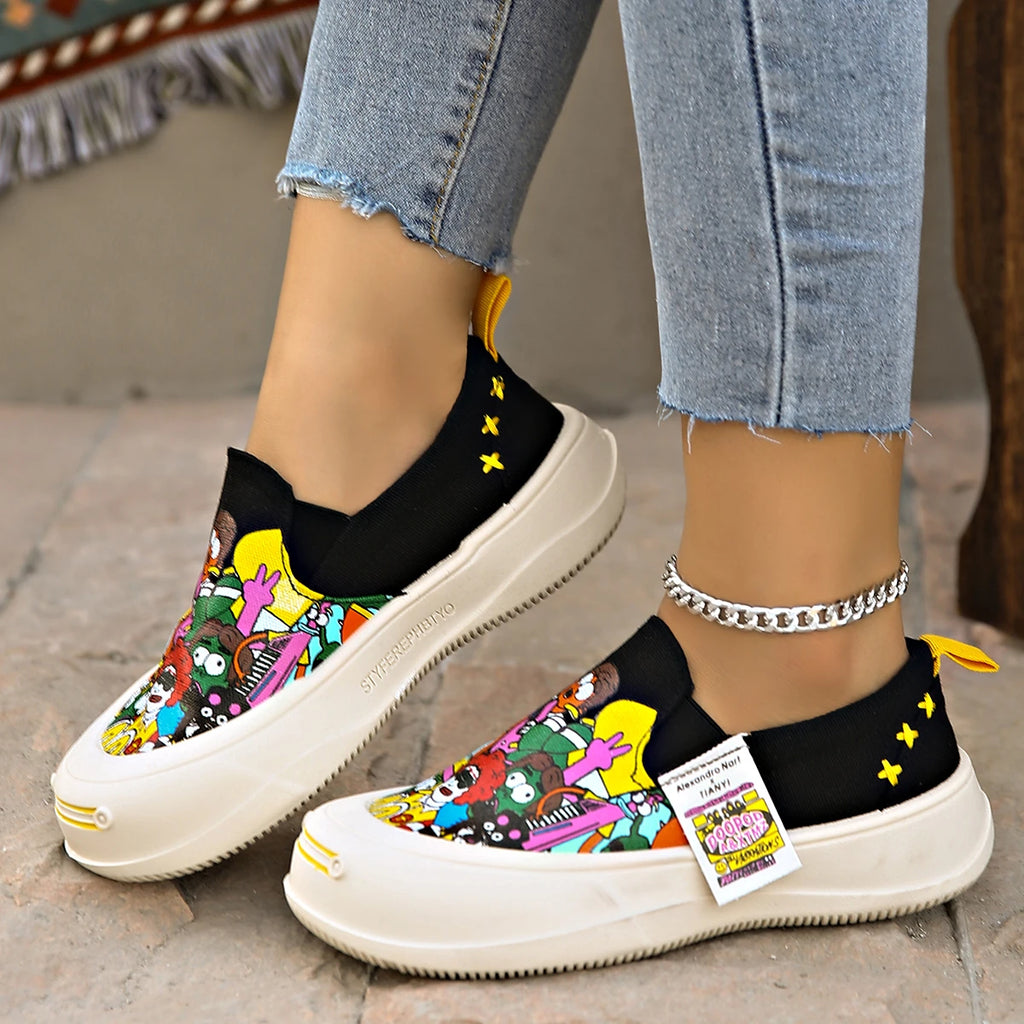 2025 Women Flat Sneakers Casual Fashionable Canvas Shoes One Step