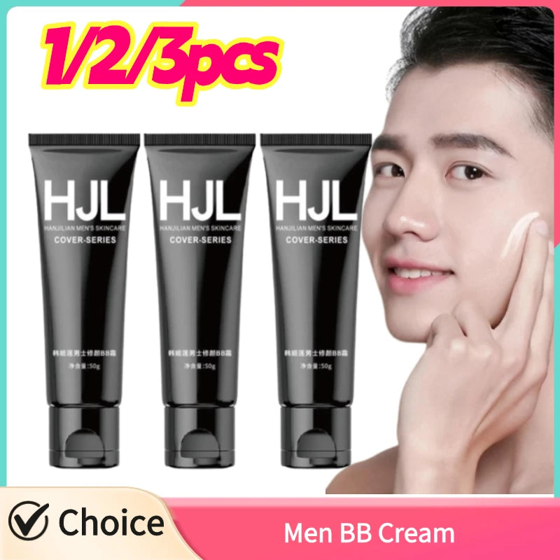 1/2/3PCS Men BB Cream Whitening Oil-control Concealer Easy to Wear Natural Brighten Whitening Face Foundation Zpaxo